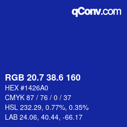 カラーコード: RGB 20.7 38.6 160 | qconv.com