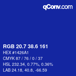 カラーコード: RGB 20.7 38.6 161 | qconv.com