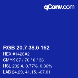 カラーコード: RGB 20.7 38.6 162 | qconv.com
