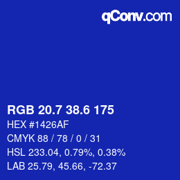 カラーコード: RGB 20.7 38.6 175 | qconv.com