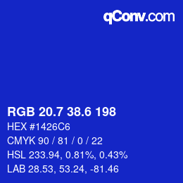 カラーコード: RGB 20.7 38.6 198 | qconv.com