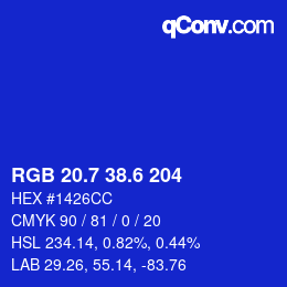 カラーコード: RGB 20.7 38.6 204 | qconv.com