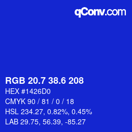 カラーコード: RGB 20.7 38.6 208 | qconv.com