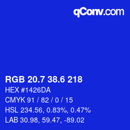 カラーコード: RGB 20.7 38.6 218 | qconv.com