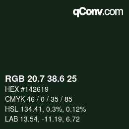 カラーコード: RGB 20.7 38.6 25 | qconv.com