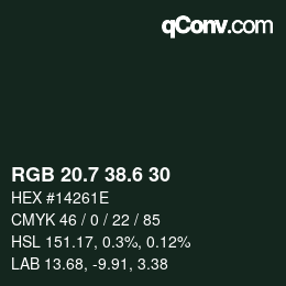 カラーコード: RGB 20.7 38.6 30 | qconv.com