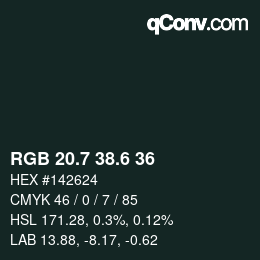カラーコード: RGB 20.7 38.6 36 | qconv.com