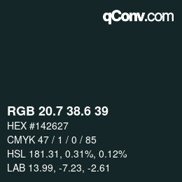 カラーコード: RGB 20.7 38.6 39 | qconv.com