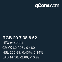カラーコード: RGB 20.7 38.6 52 | qconv.com