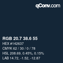 カラーコード: RGB 20.7 38.6 55 | qconv.com