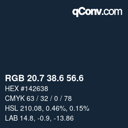 カラーコード: RGB 20.7 38.6 56.6 | qconv.com