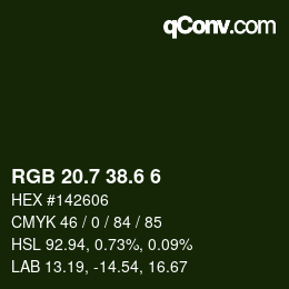 カラーコード: RGB 20.7 38.6 6 | qconv.com
