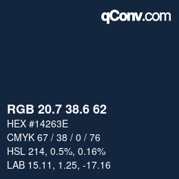 カラーコード: RGB 20.7 38.6 62 | qconv.com