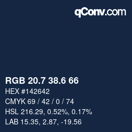カラーコード: RGB 20.7 38.6 66 | qconv.com
