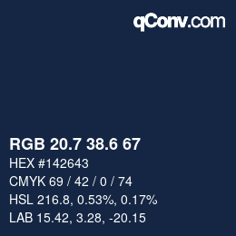 カラーコード: RGB 20.7 38.6 67 | qconv.com