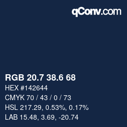 カラーコード: RGB 20.7 38.6 68 | qconv.com