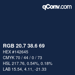 カラーコード: RGB 20.7 38.6 69 | qconv.com