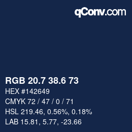 カラーコード: RGB 20.7 38.6 73 | qconv.com