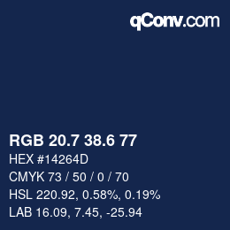 カラーコード: RGB 20.7 38.6 77 | qconv.com