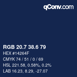 カラーコード: RGB 20.7 38.6 79 | qconv.com