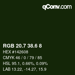 カラーコード: RGB 20.7 38.6 8 | qconv.com