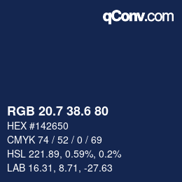 カラーコード: RGB 20.7 38.6 80 | qconv.com