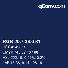 カラーコード: RGB 20.7 38.6 81 | qconv.com