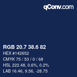カラーコード: RGB 20.7 38.6 82 | qconv.com