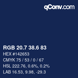 カラーコード: RGB 20.7 38.6 83 | qconv.com