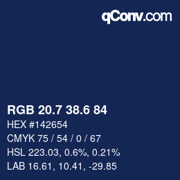 カラーコード: RGB 20.7 38.6 84 | qconv.com