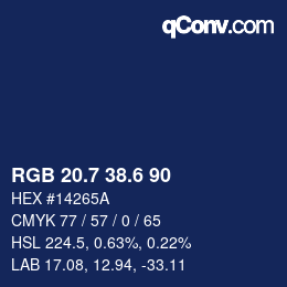 カラーコード: RGB 20.7 38.6 90 | qconv.com