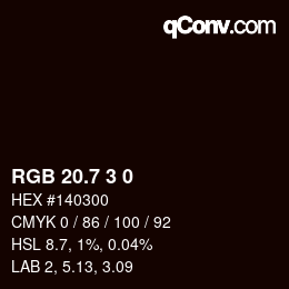 カラーコード: RGB 20.7 3 0 | qconv.com