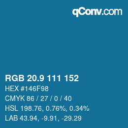 カラーコード: RGB 20.9 111 152 | qconv.com