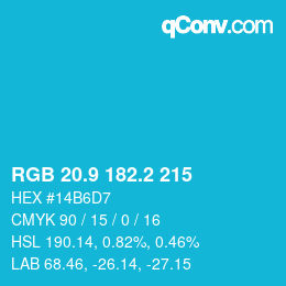 カラーコード: RGB 20.9 182.2 215 | qconv.com