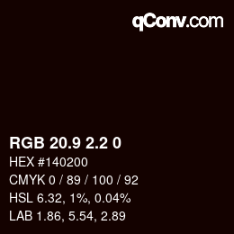 Color code: RGB 20.9 2.2 0 | qconv.com