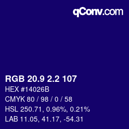 カラーコード: RGB 20.9 2.2 107 | qconv.com