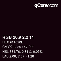Color code: RGB 20.9 2.2 11 | qconv.com