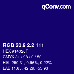 カラーコード: RGB 20.9 2.2 111 | qconv.com
