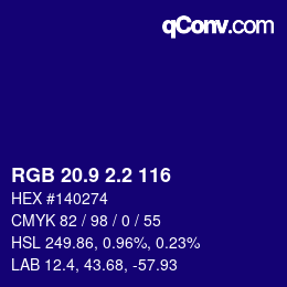 カラーコード: RGB 20.9 2.2 116 | qconv.com
