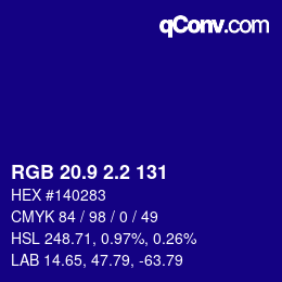 カラーコード: RGB 20.9 2.2 131 | qconv.com