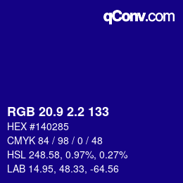 カラーコード: RGB 20.9 2.2 133 | qconv.com