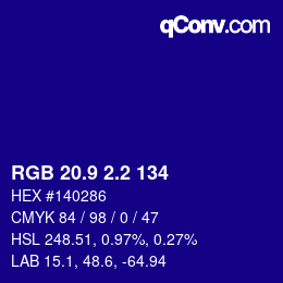 カラーコード: RGB 20.9 2.2 134 | qconv.com