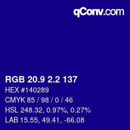 カラーコード: RGB 20.9 2.2 137 | qconv.com