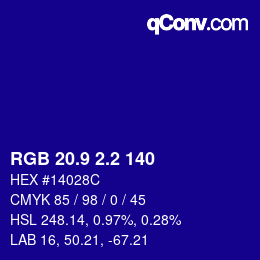 カラーコード: RGB 20.9 2.2 140 | qconv.com