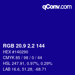 カラーコード: RGB 20.9 2.2 144 | qconv.com