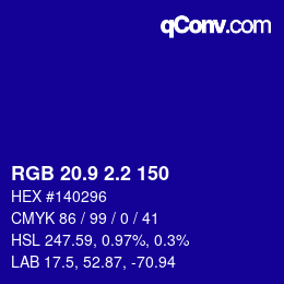 カラーコード: RGB 20.9 2.2 150 | qconv.com