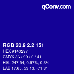カラーコード: RGB 20.9 2.2 151 | qconv.com