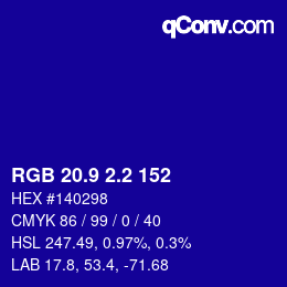 カラーコード: RGB 20.9 2.2 152 | qconv.com