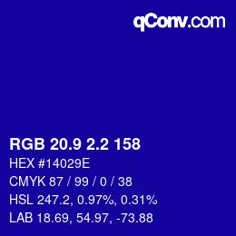 カラーコード: RGB 20.9 2.2 158 | qconv.com