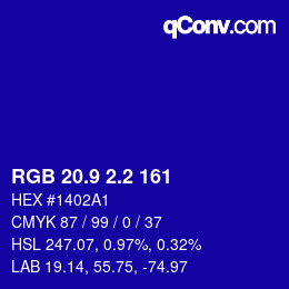 カラーコード: RGB 20.9 2.2 161 | qconv.com